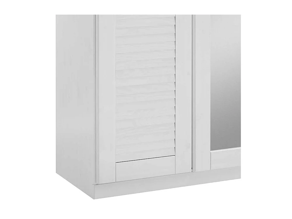 Landhaus-Kleiderschrank in Kiefer Weiß 3 Spiegeltüren
