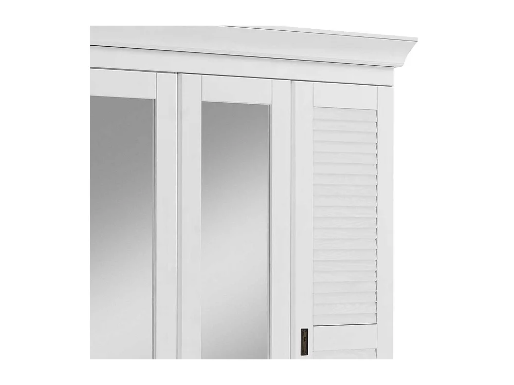 Landhaus-Kleiderschrank in Kiefer Weiß 3 Spiegeltüren