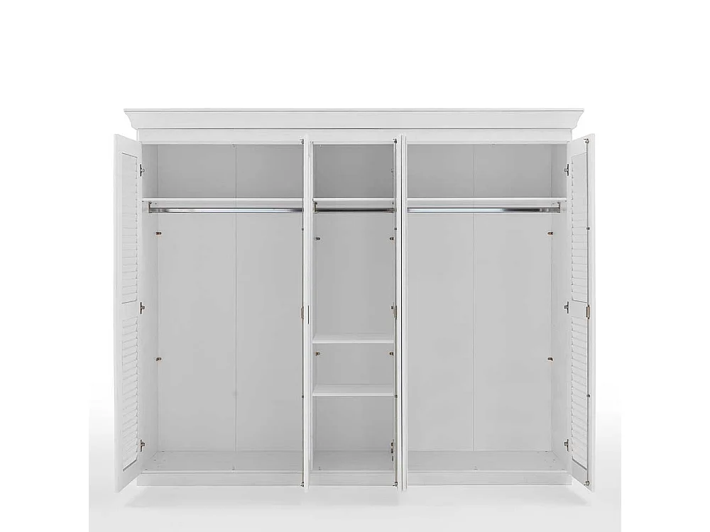 Landhaus-Kleiderschrank in Kiefer Weiß 3 Spiegeltüren