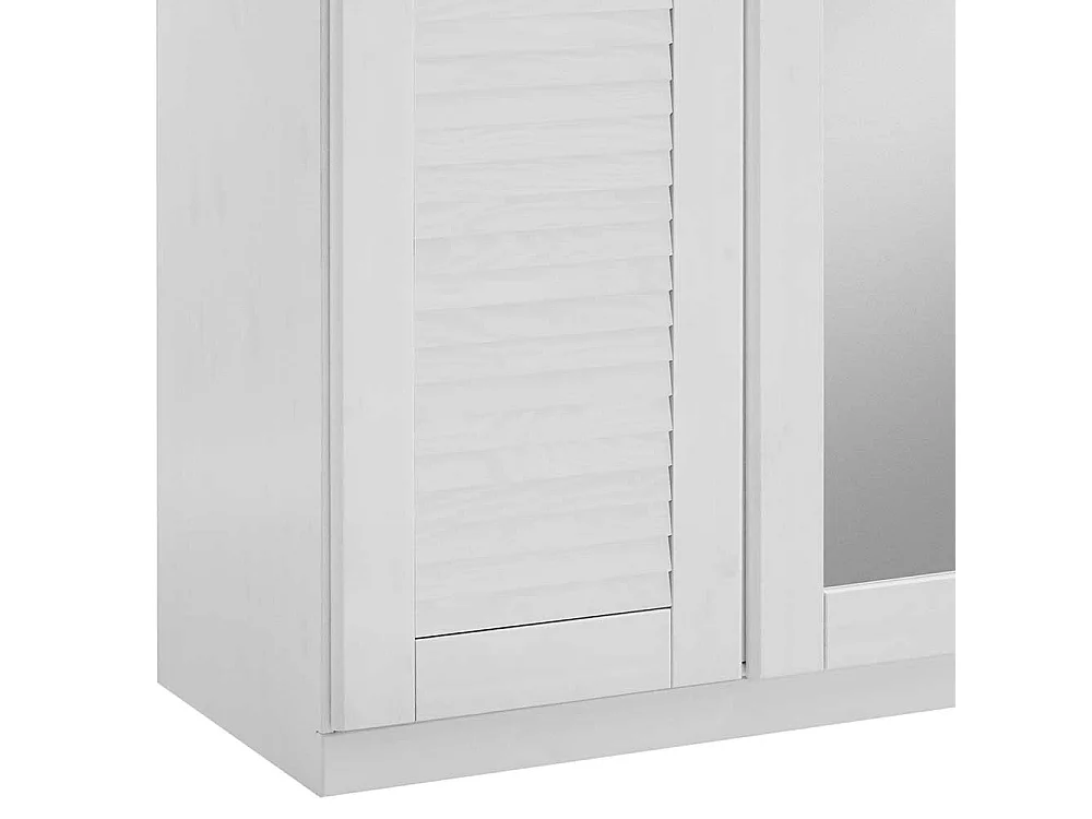 Landhaus-Kleiderschrank in Kiefer Weiß 3 Spiegeltüren