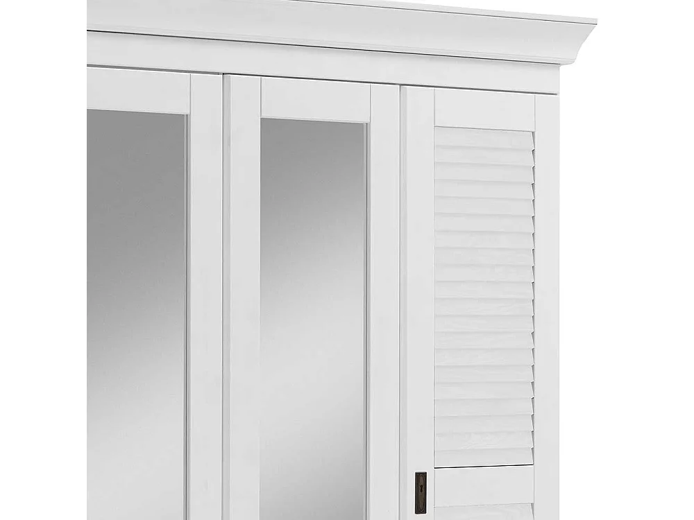 Landhaus-Kleiderschrank in Kiefer Weiß 3 Spiegeltüren