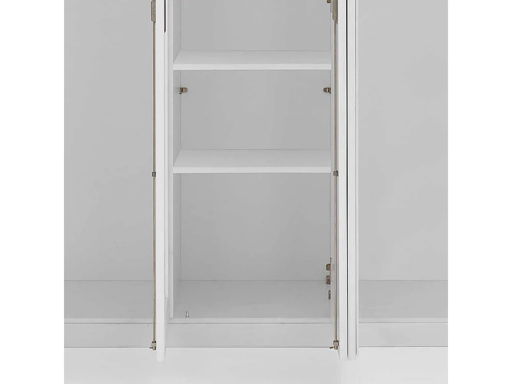 Landhaus-Kleiderschrank in Kiefer Weiß 3 Spiegeltüren