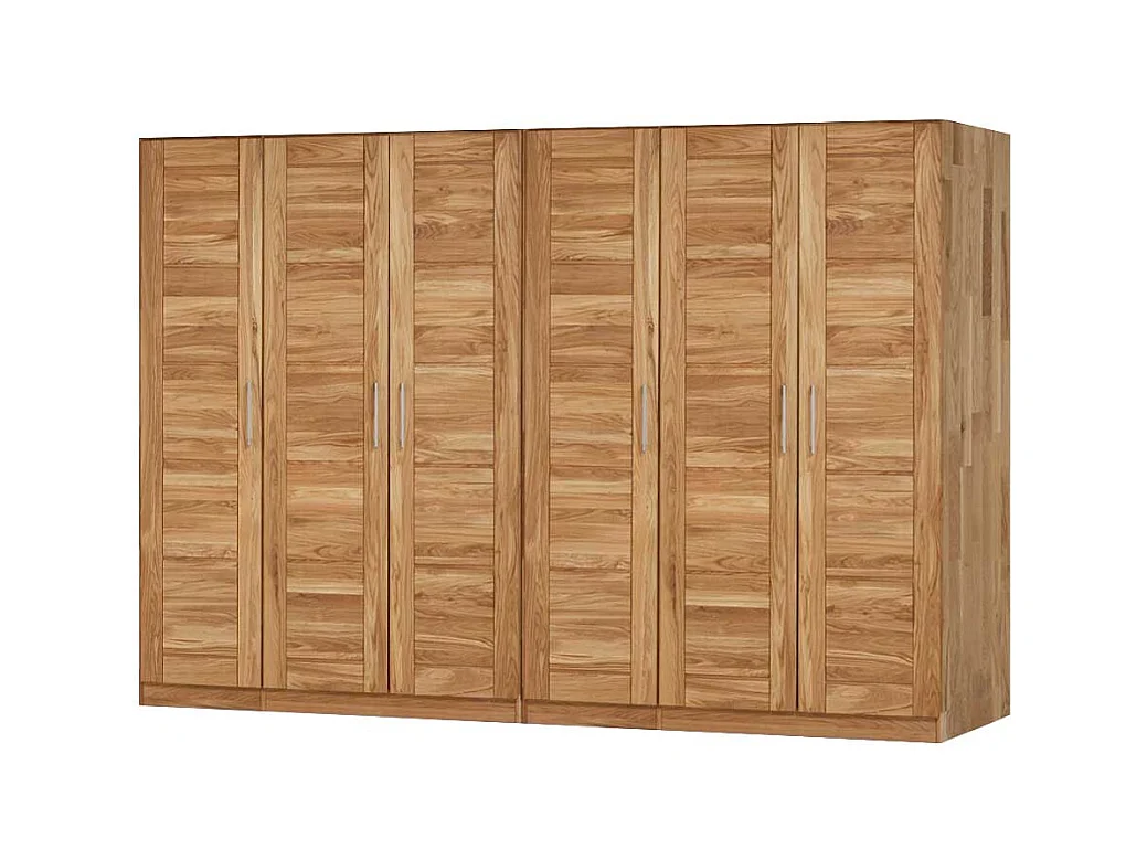 Kleiderschrank mit 6 Türen Wildeiche Massivholz