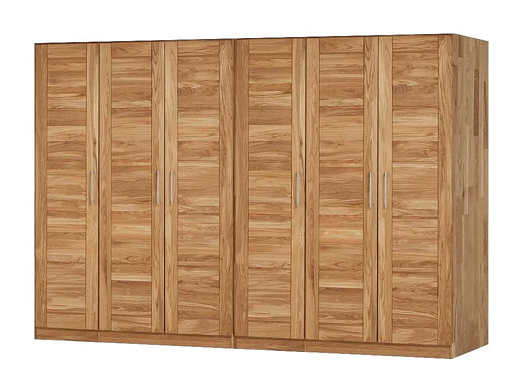 Kleiderschrank mit 6 Türen Wildeiche Massivholz