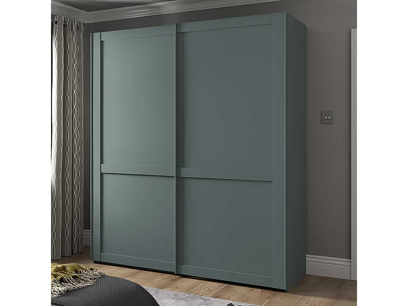 Schiebetürenschrank graugruen im Landhausstil Made in Germany