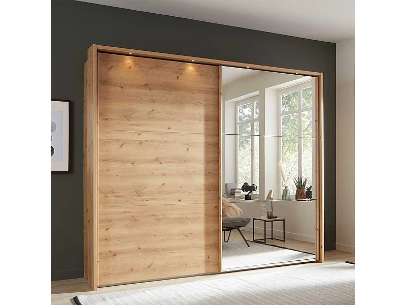 Kleiderschrank in Eiche Bianco Schwebetüren