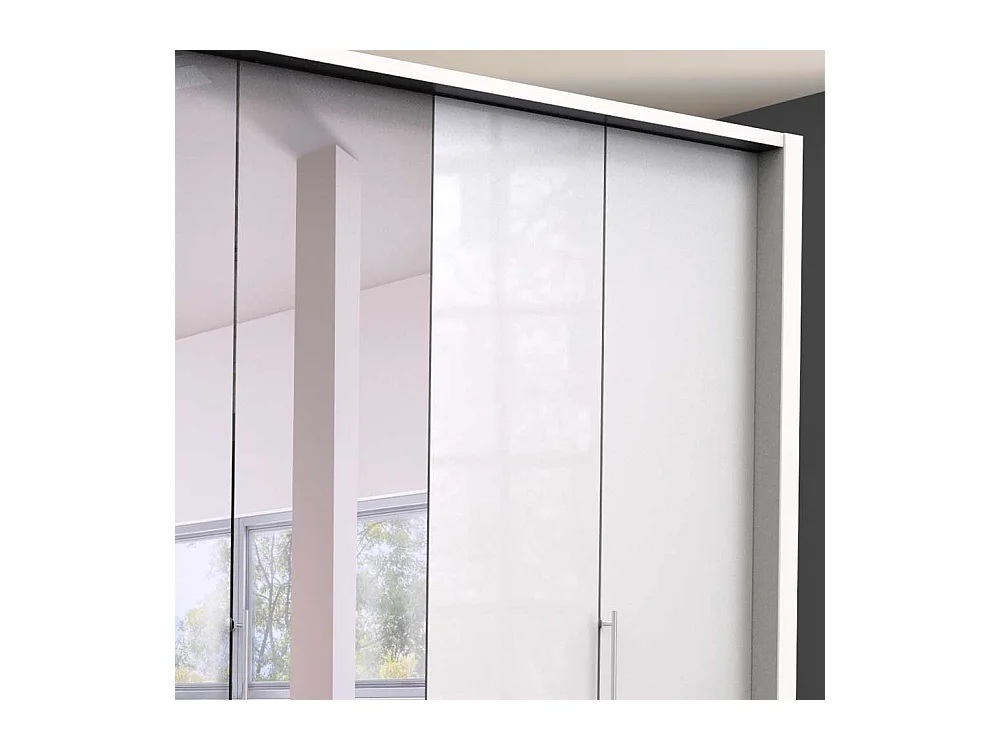 Weißer Falttürenschrank mit Spiegel acht Schubladen