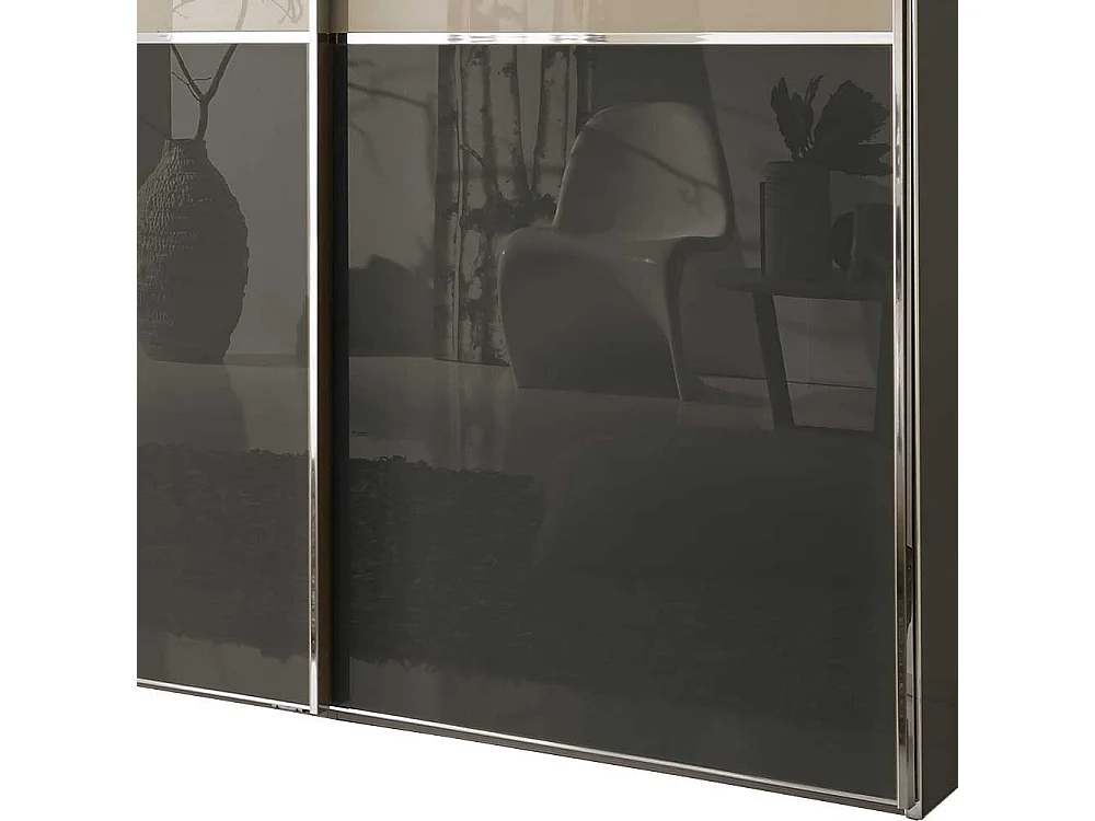 Design Schwebetürenschrank in Creme Weiß und Braun 400 cm breit