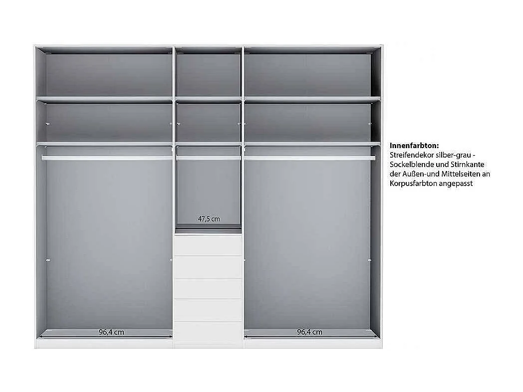 Kleiderschrank Schlafzimmerschrank mit fünf Schubladen in Braun