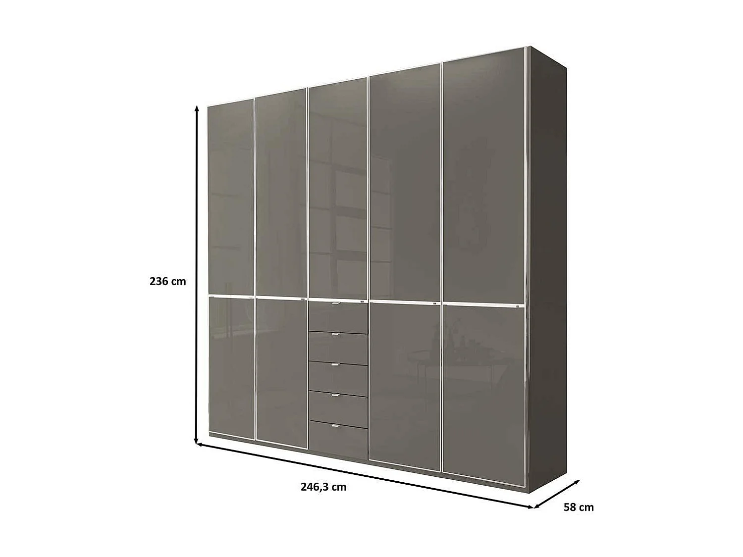 Kleiderschrank Schlafzimmerschrank mit fünf Schubladen in Braun