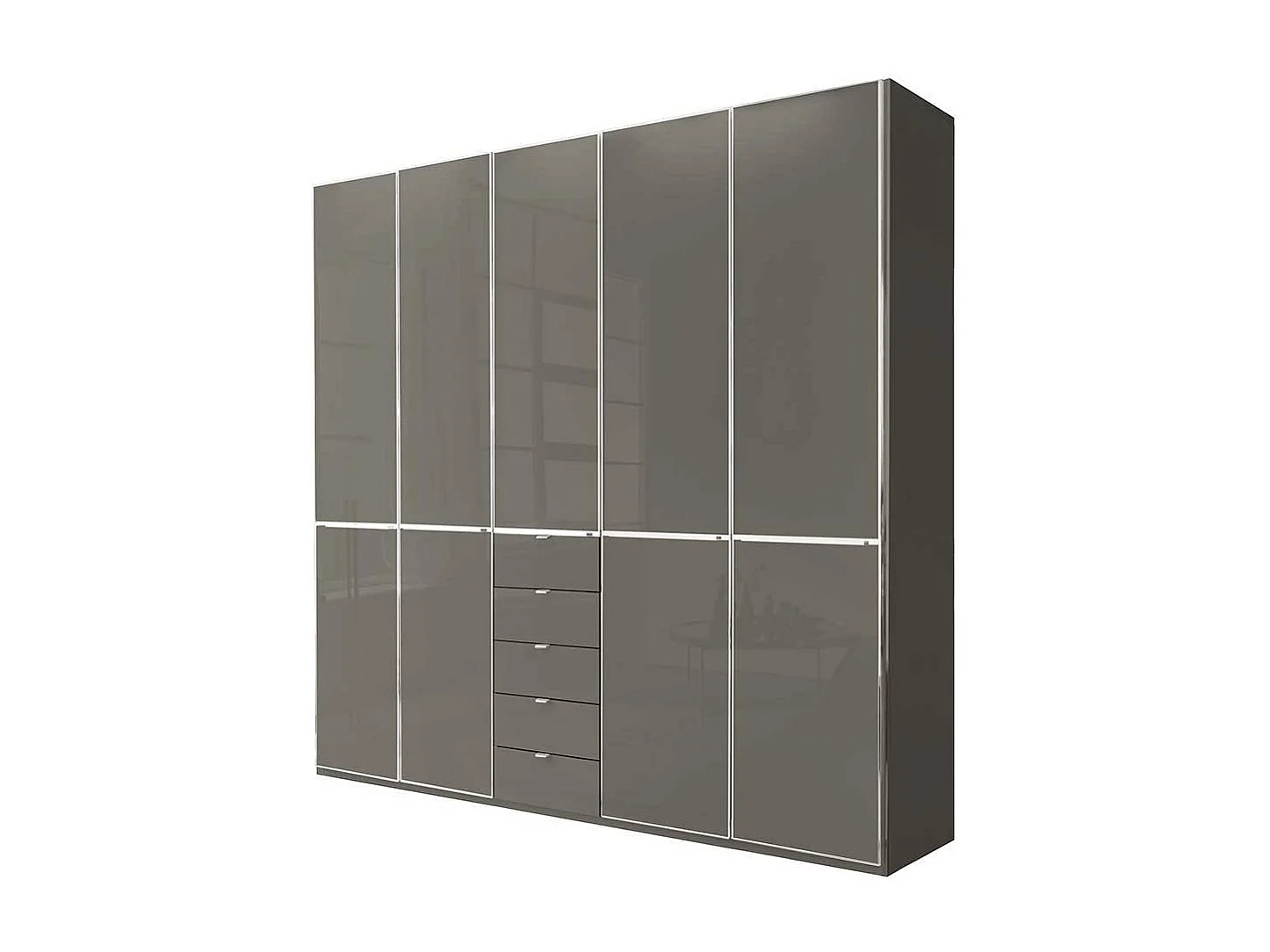 Kleiderschrank Schlafzimmerschrank mit fünf Schubladen in Braun