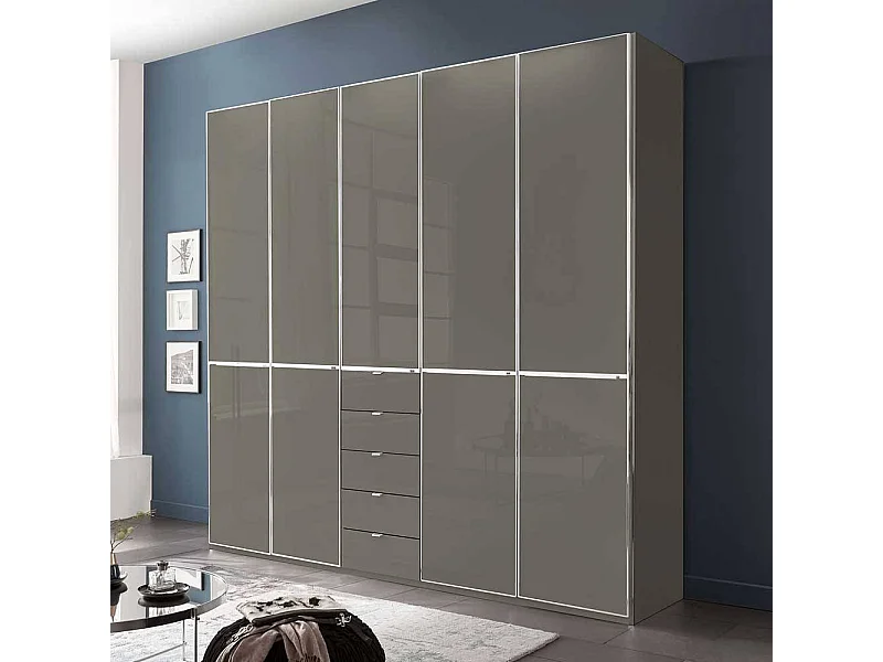 Kleiderschrank Schlafzimmerschrank mit fünf Schubladen in Braun