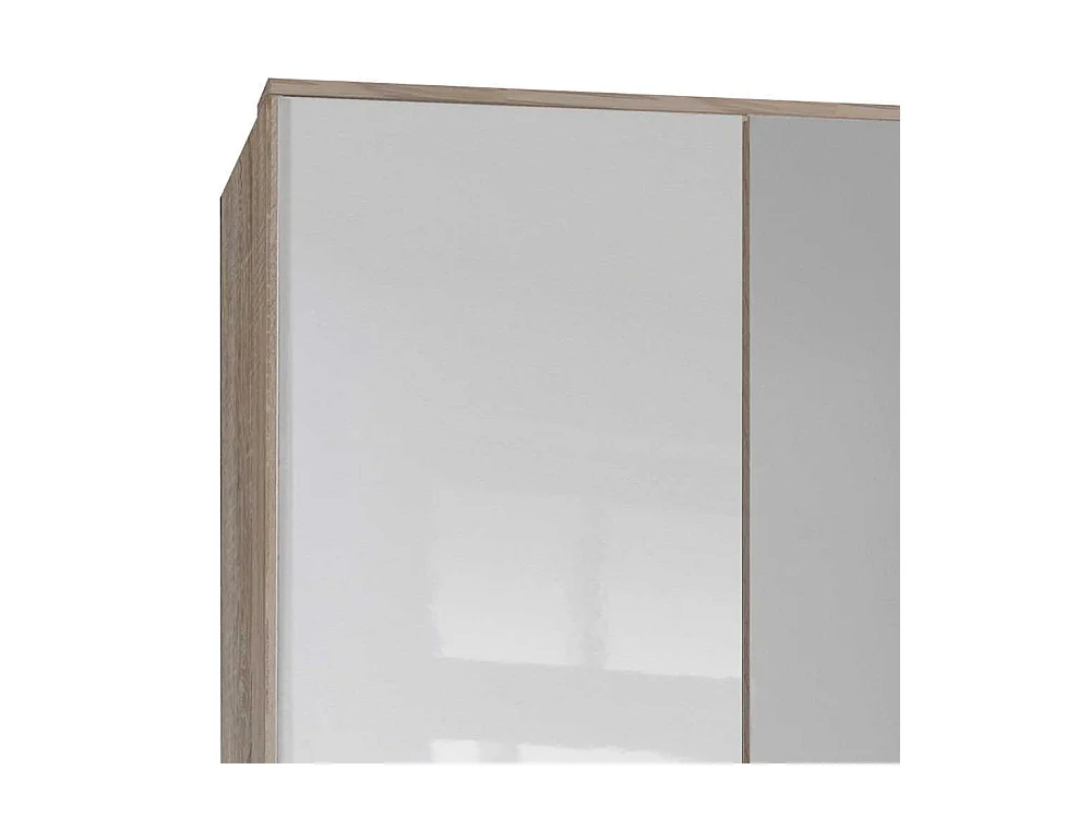 Kleiderschrank Made in Germany in Eiche Sägerau & Weiß Spiegeltür