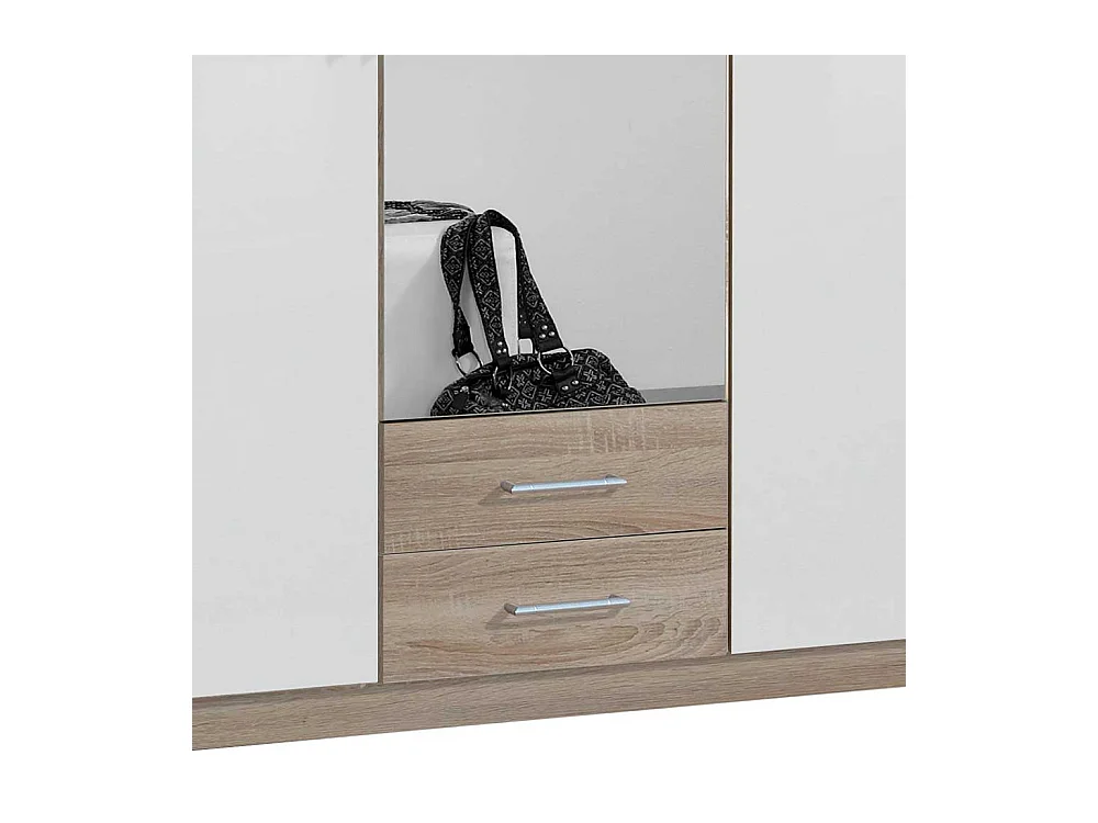 Kleiderschrank Made in Germany in Eiche Sägerau & Weiß Spiegeltür