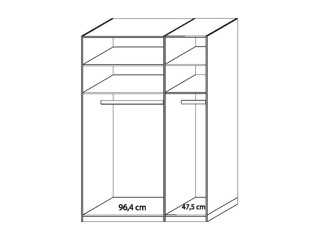 Kleiderschrank in Beige und Eiche 3-türig