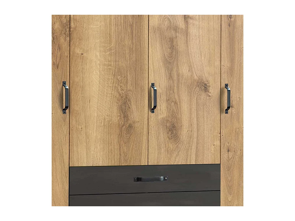 4-türiger Kleiderschrank mit drei Schubladen Industry und Loft Stil