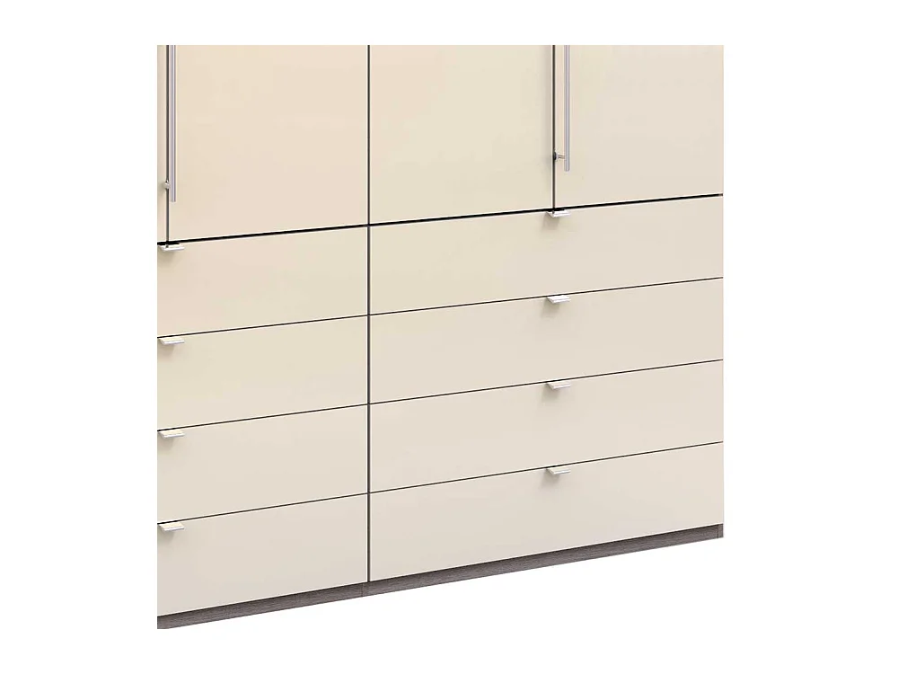 Gleittüren Kleiderschrank glasbeschichtet acht Schubladen