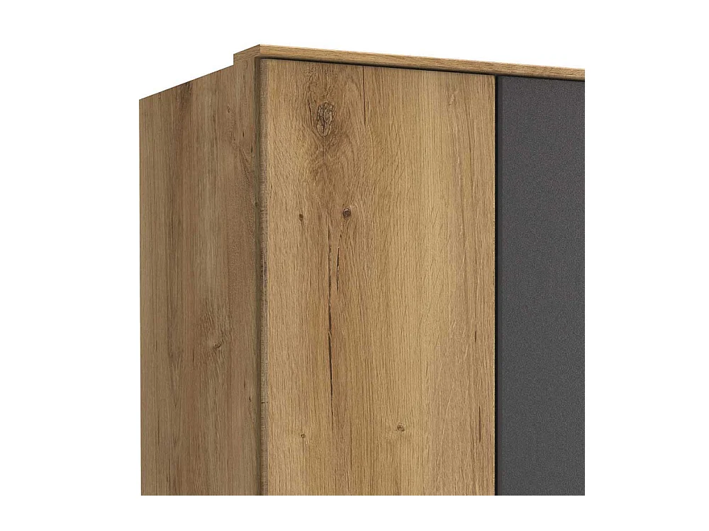 Kleiderschrank zweifarbig in Plankeneiche Holzoptik Dunkelgrau