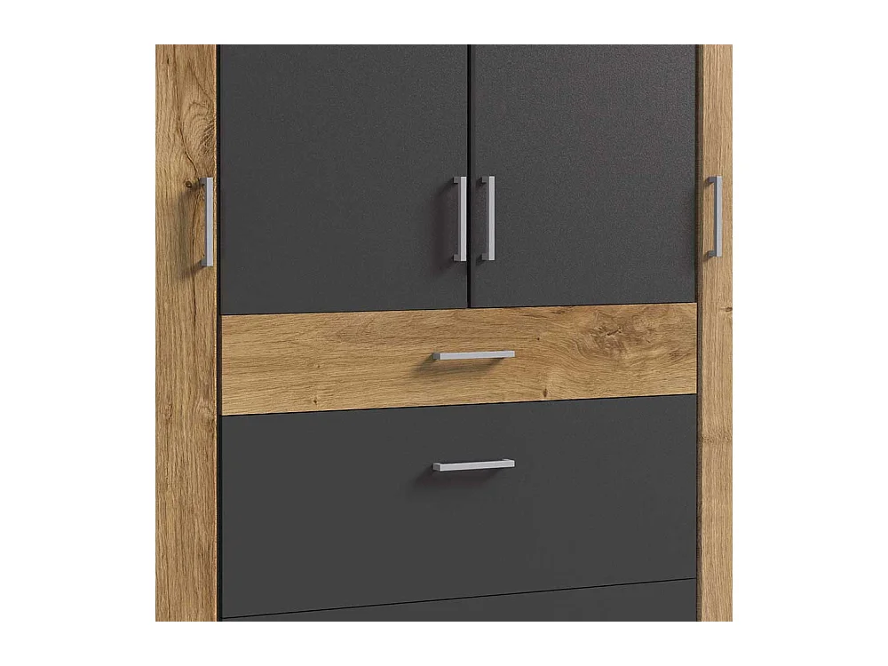 Kleiderschrank zweifarbig in Plankeneiche Holzoptik Dunkelgrau