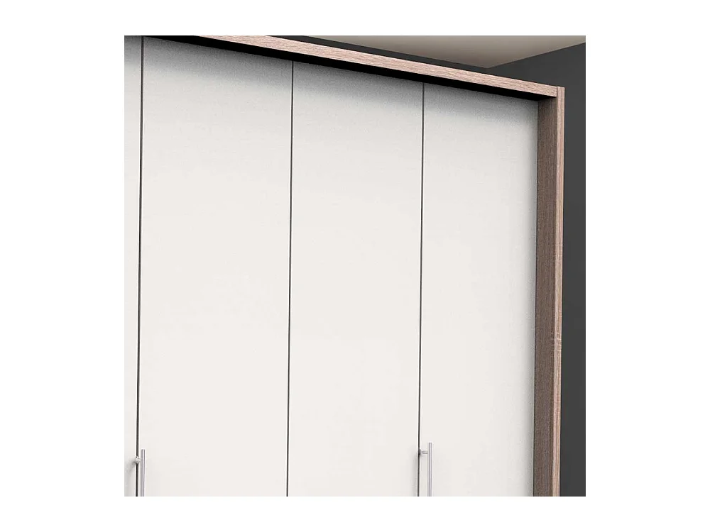 Falttüren Kleiderschrank in Weiß Eiche Sägerau drei Schubladen