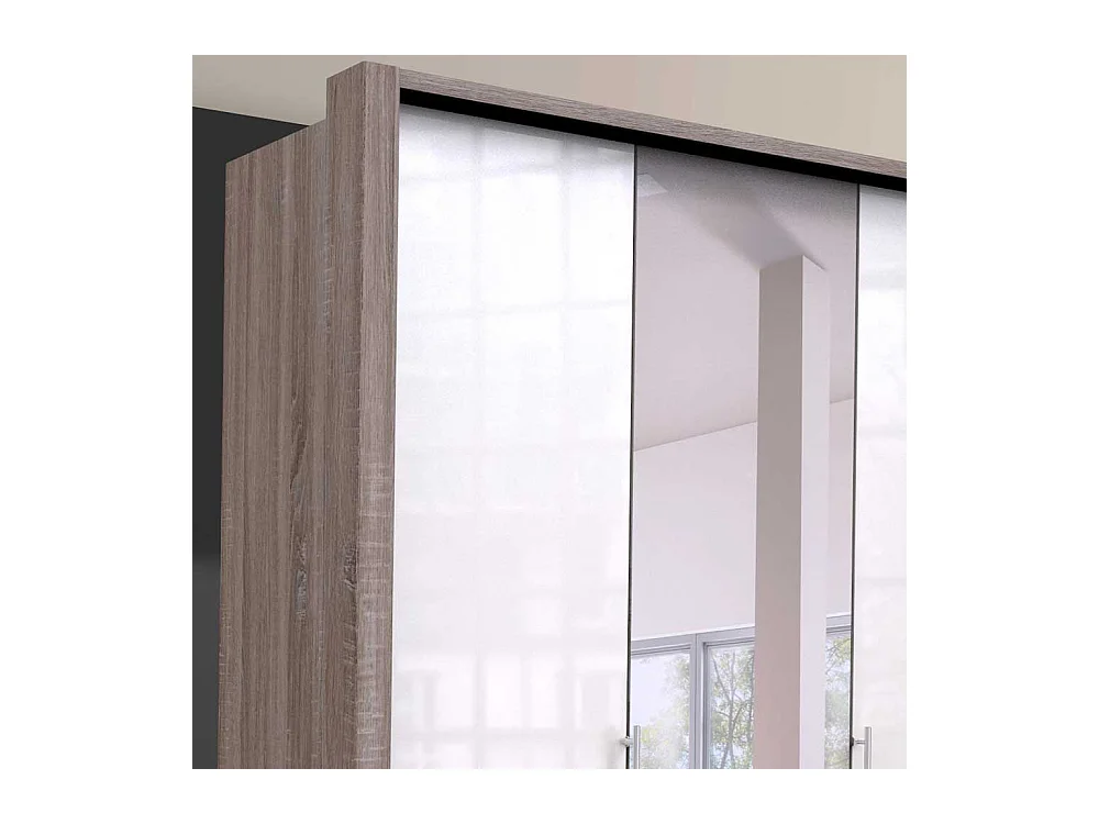 Jugend Kleiderschrank mit Spiegeltür Weiß Eiche Trüffelfarben