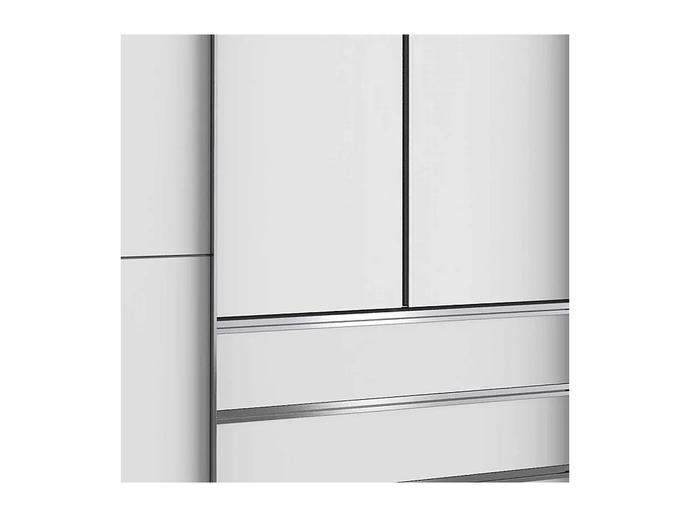 Schlafzimmerkleiderschrank 300 cm breit in Weiß Dreh- und Schiebetüren