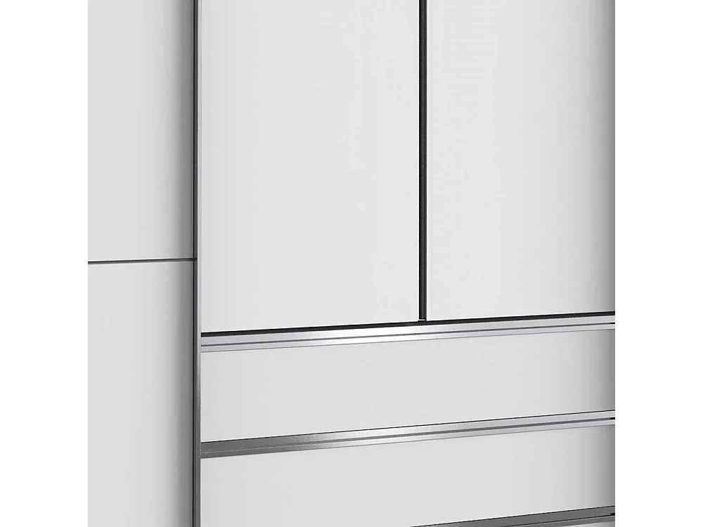 Schlafzimmerkleiderschrank 300 cm breit in Weiß Dreh- und Schiebetüren