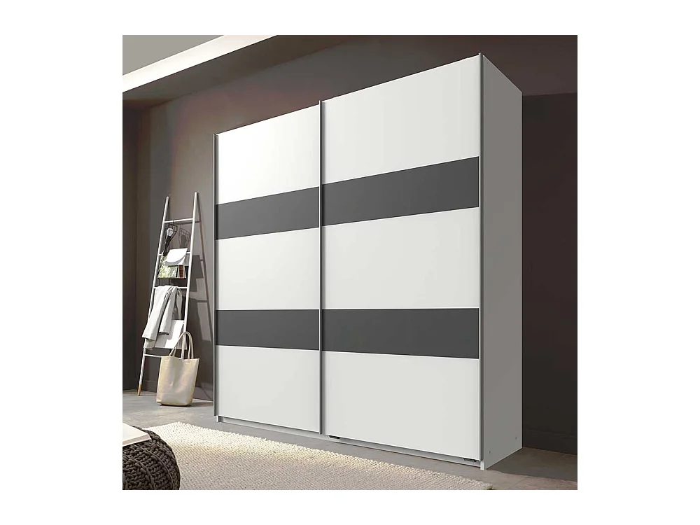 Moderner Gleittürenschrank in Dunkelgrau und Weiß Made in Germany