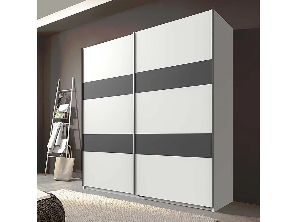 Moderner Gleittürenschrank in Dunkelgrau und Weiß Made in Germany