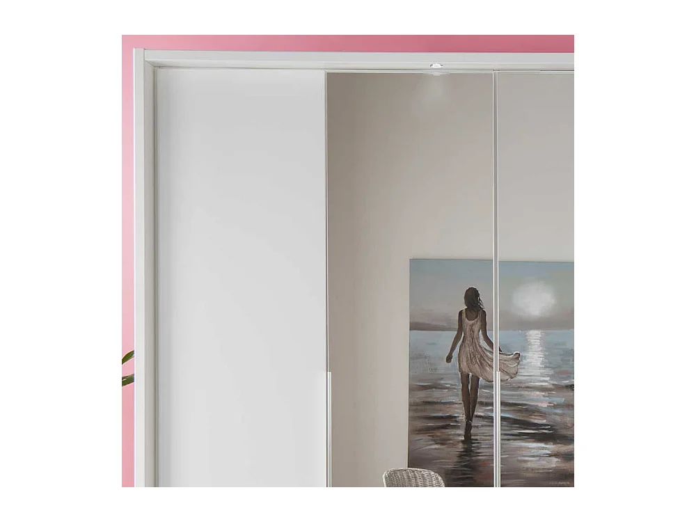 Spiegeltüren Kleiderschrank in Weiß sechs Selbsteinzug Schubladen