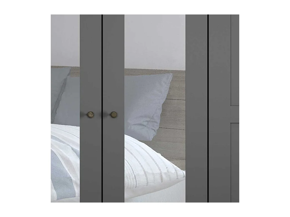 Dunkelgrauer XL Kleiderschrank im Landhausstil Spiegeltüren