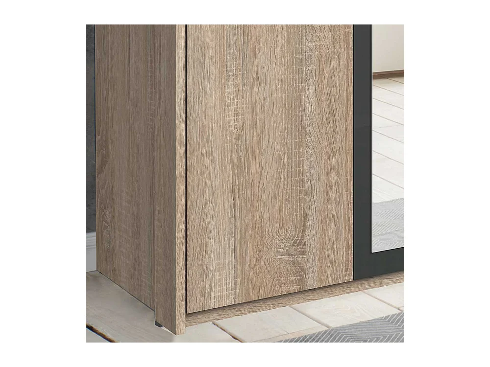 Drehtürschrank Schlafzimmer groß in Eiche Sägerau Dunkelgrau