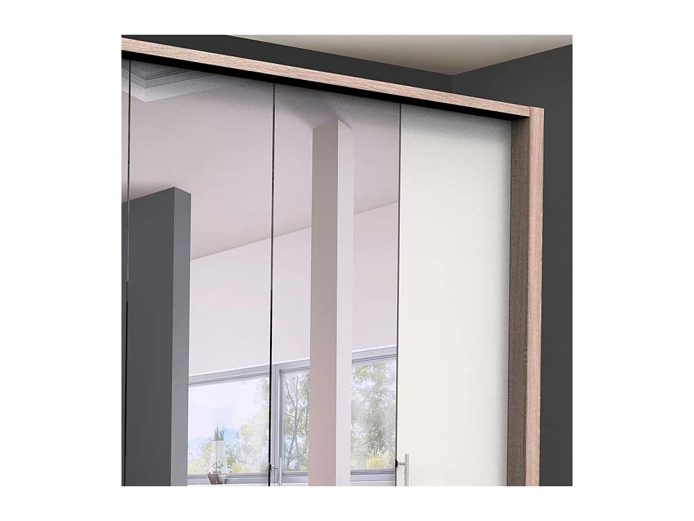 Spiegel Kleiderschrank in Weiß Eiche Sägerau