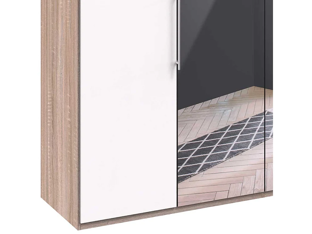 Spiegel Kleiderschrank in Weiß Eiche Sägerau