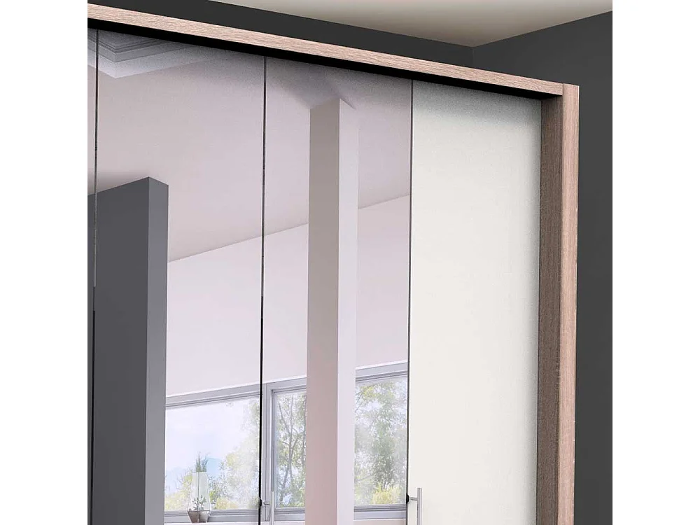 Spiegel Kleiderschrank in Weiß Eiche Sägerau