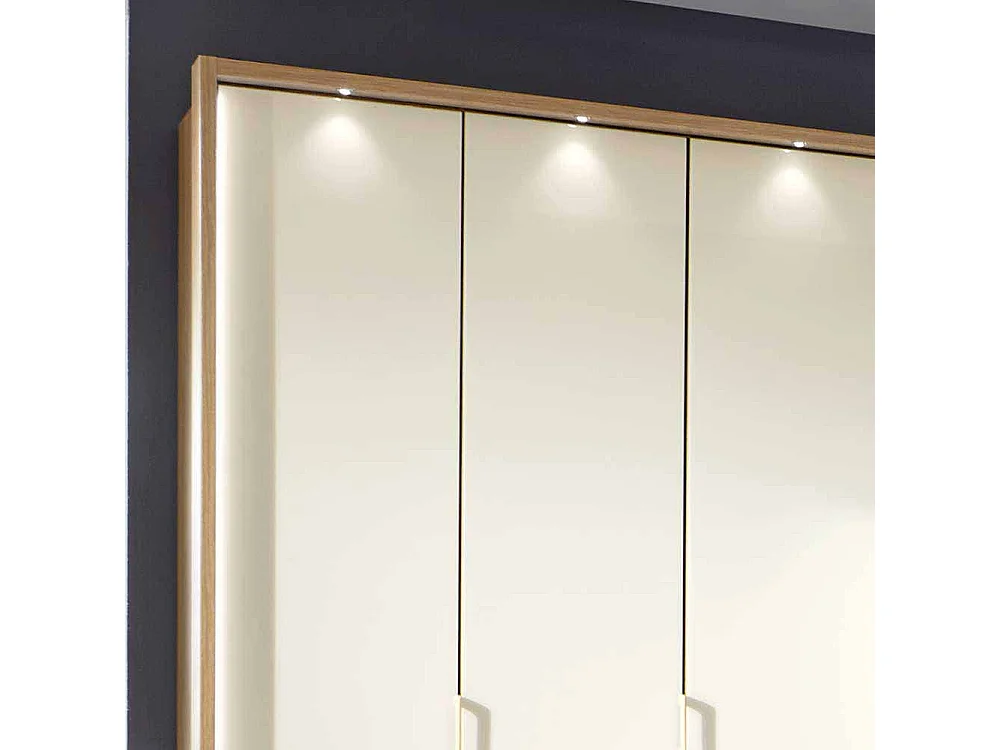 Kleiderschrank aus Eiche Weiß Glas 220 cm hoch