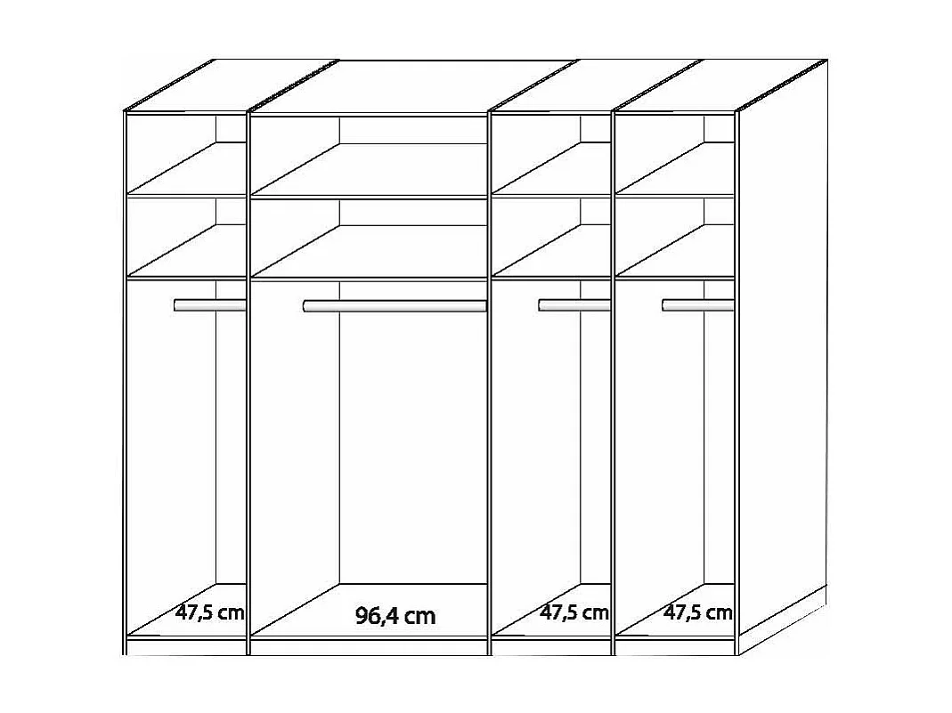 Kleiderschrank aus Eiche Weiß Glas 220 cm hoch