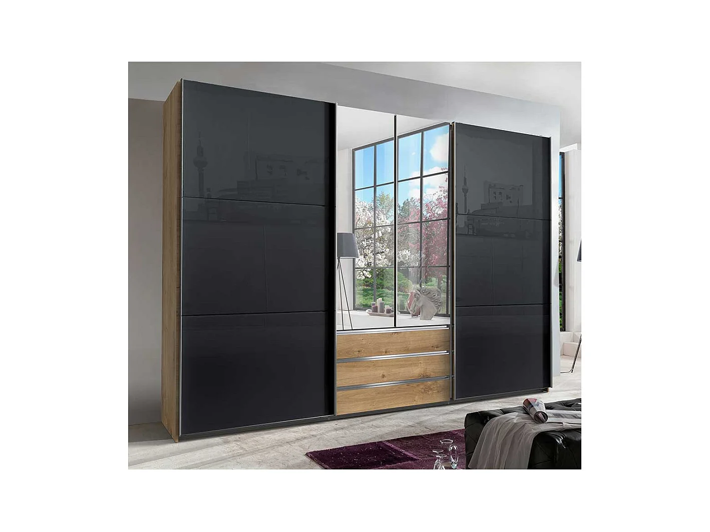 XL Schlafzimmerschrank mit Spiegeln Made in Germany 300 cm breit