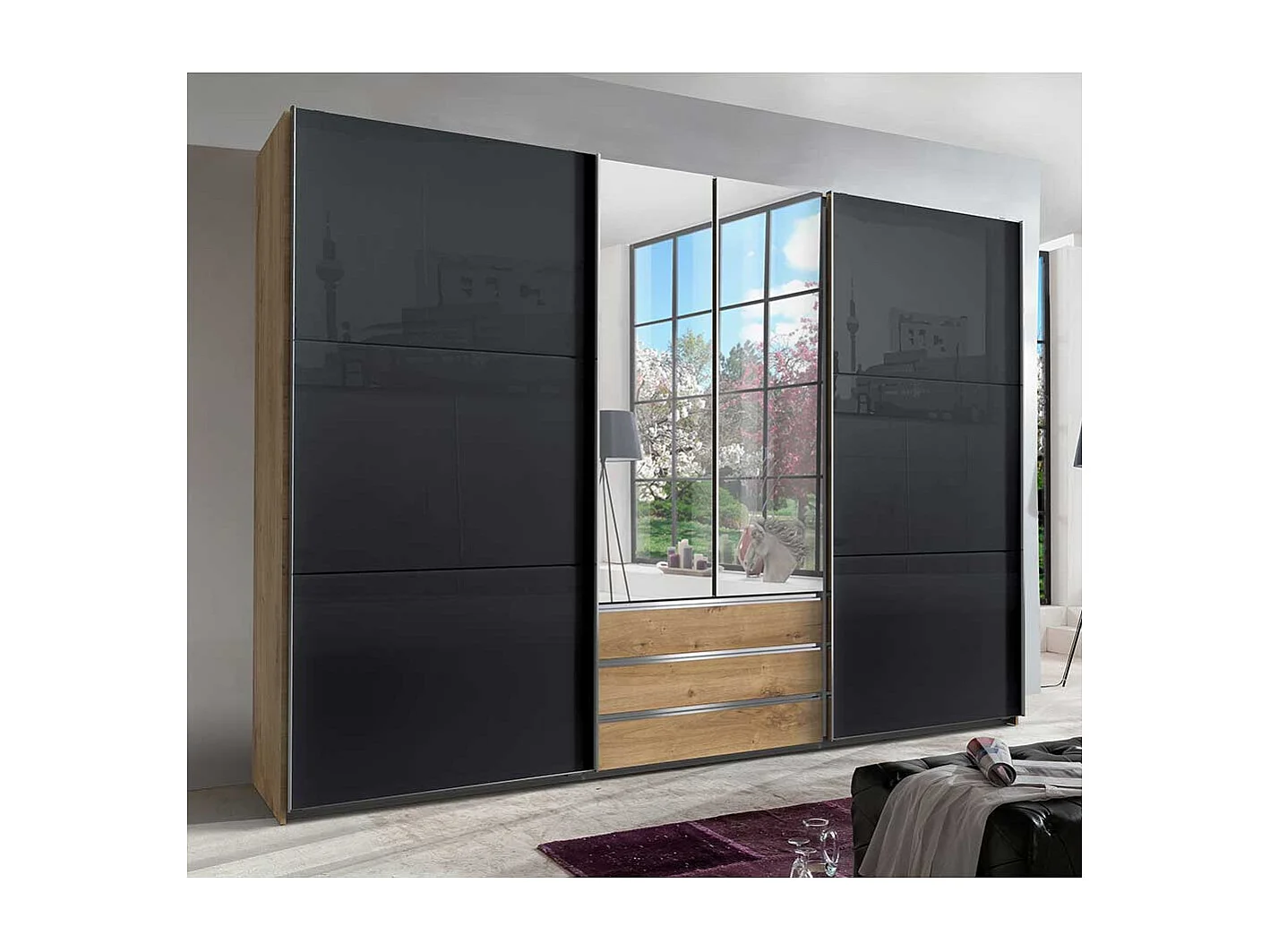 XL Schlafzimmerschrank mit Spiegeln Made in Germany 300 cm breit