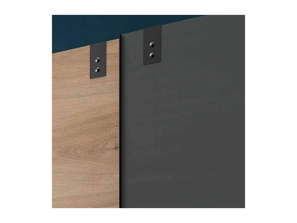 Schwebetürenschrank modern in Dunkelgrau Plankeneiche Holzoptik