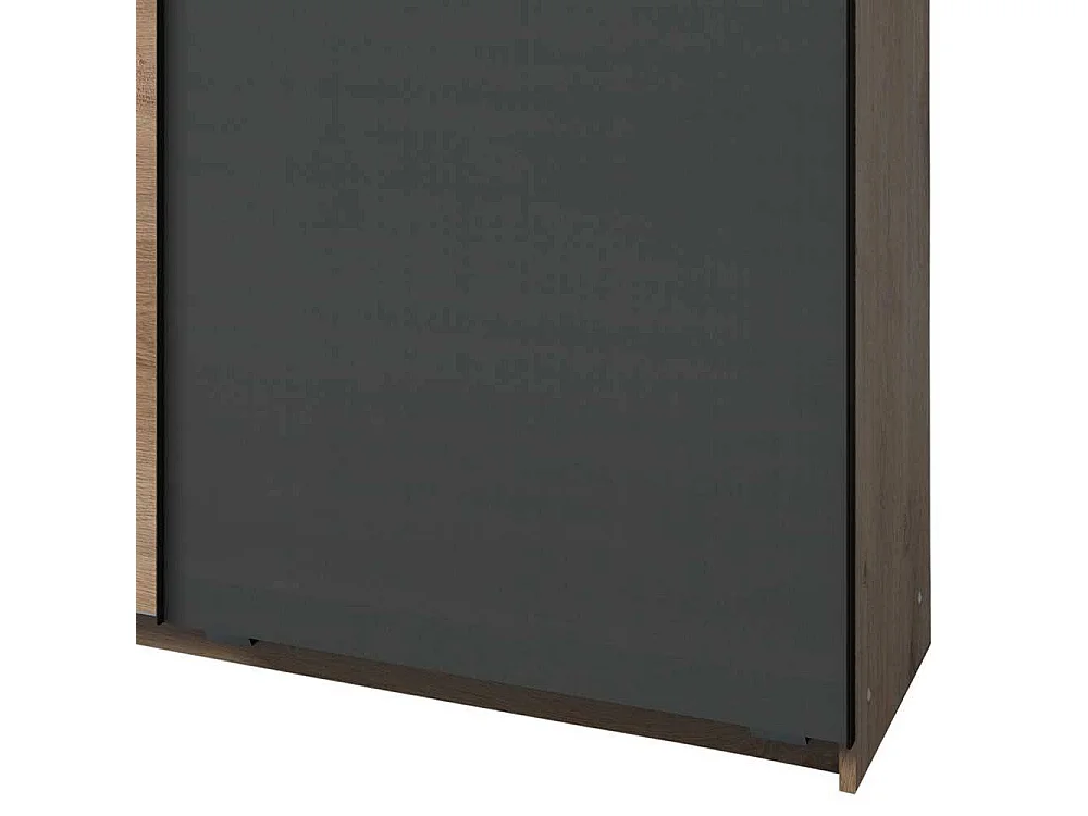 Schwebetürenschrank modern in Dunkelgrau Plankeneiche Holzoptik