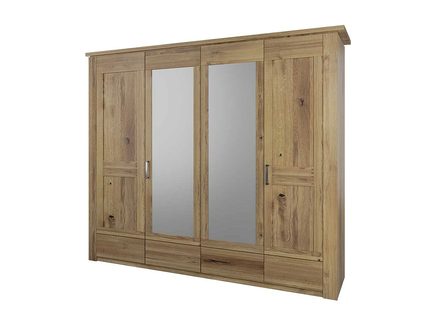 Kleiderschrank Massivholz Schrank Holz mit Drehtüren und Spiegel Türen