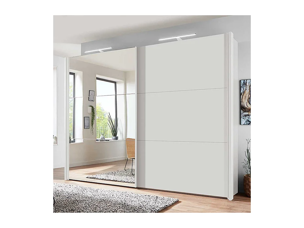 Schwebetürenkleiderschrank in Weiß Spiegeltür
