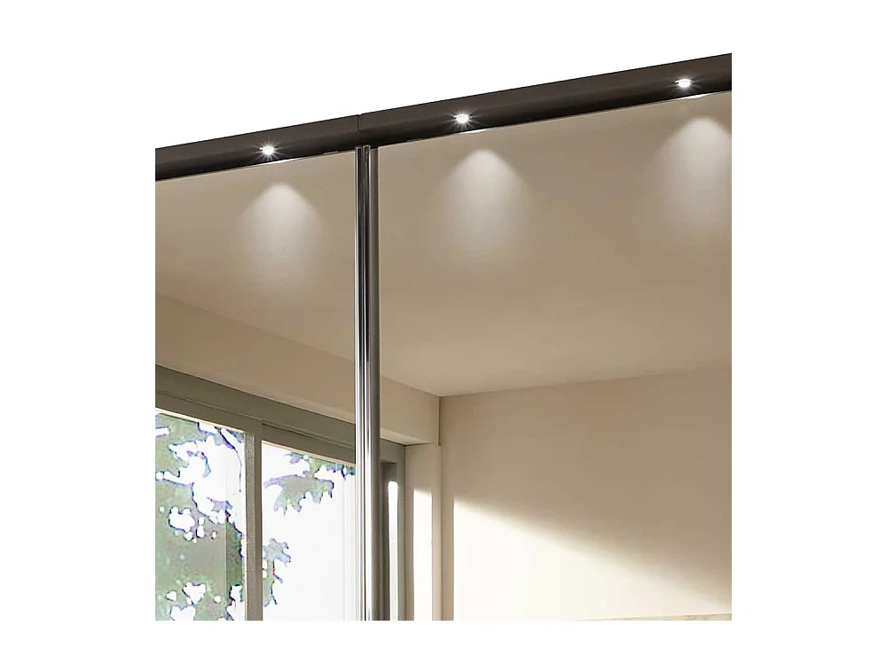 Schwebetüren Kleiderschrank in Braun Spiegel