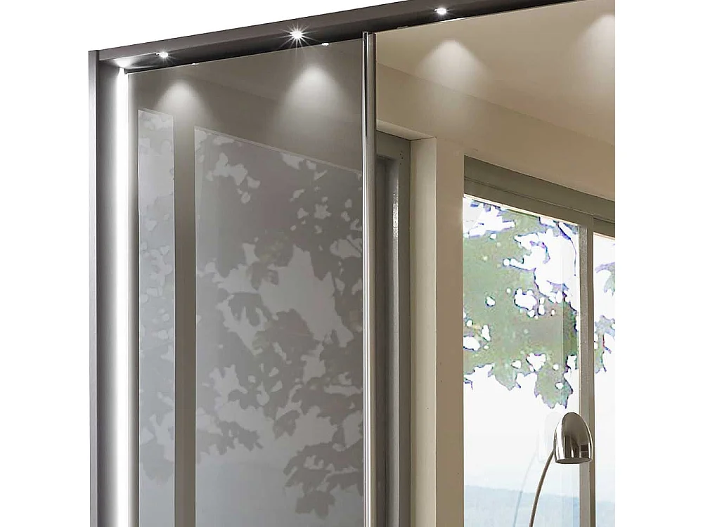 Schwebetüren Kleiderschrank in Braun Spiegel