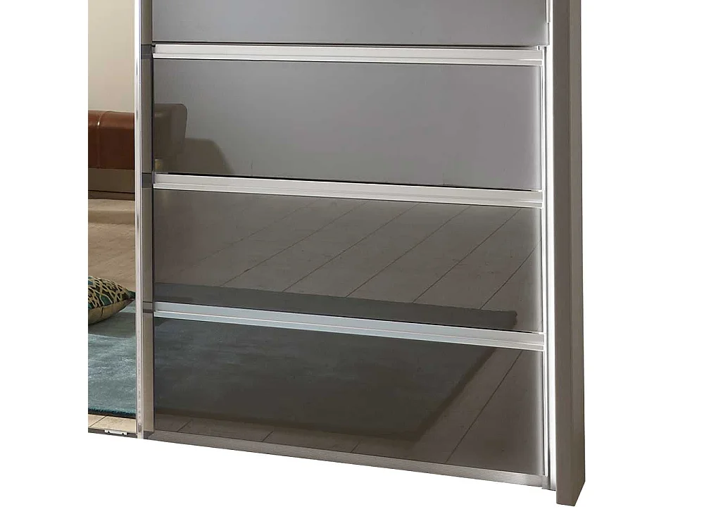 Schwebetüren Kleiderschrank in Braun Spiegel