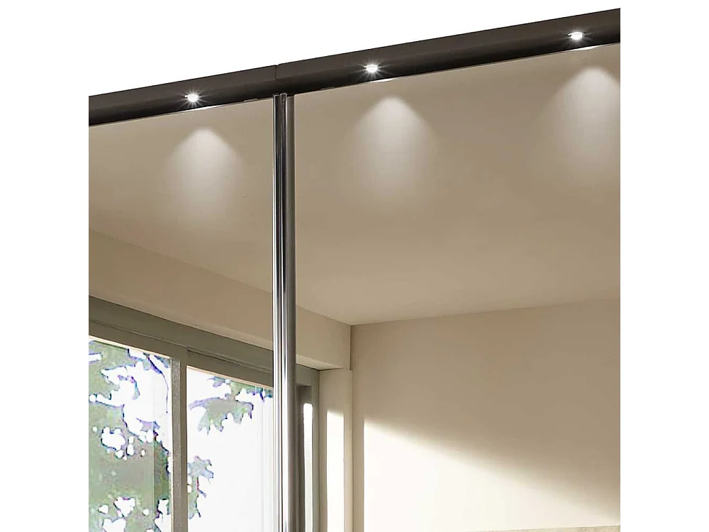 Schwebetüren Kleiderschrank in Braun Spiegel