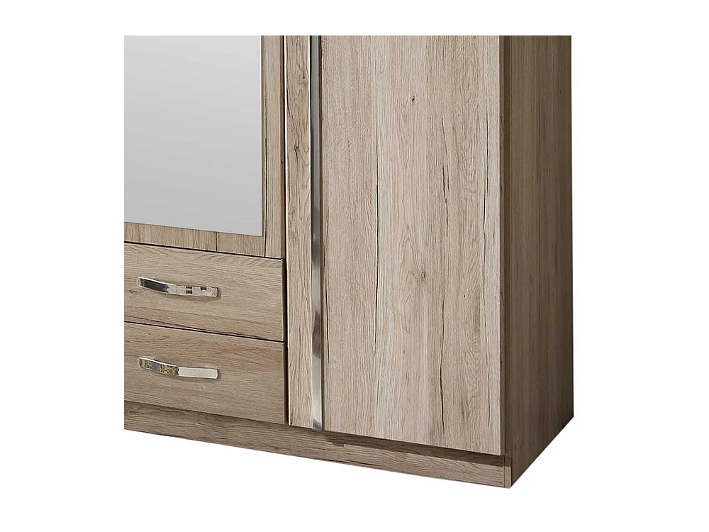 Drehtürschrank Holzoptik in Eiche San Remo Spiegeltür und Schubladen