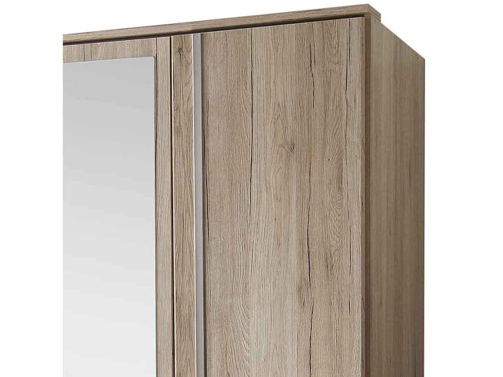 Drehtürschrank Holzoptik in Eiche San Remo Spiegeltür und Schubladen