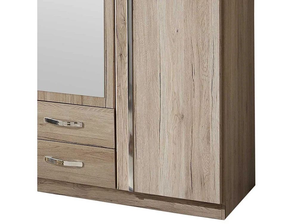 Drehtürschrank Holzoptik in Eiche San Remo Spiegeltür und Schubladen